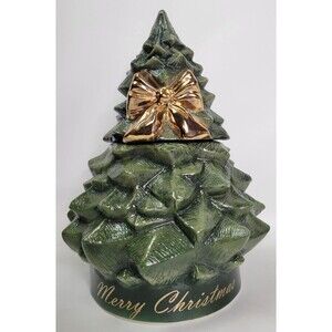 McCoy Whiz Merry Christmas Pine Tree Cookie Jar Signed by‎ Billie & Nelson #293